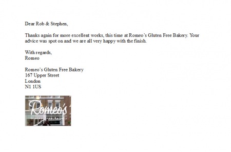 Romeo's Gluten Free Bakery testimonial