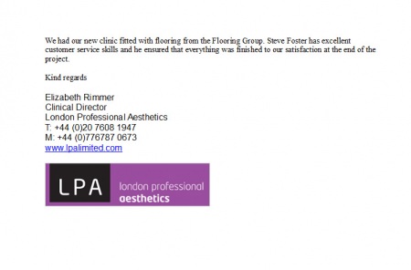 We had our new clinic fitted with flooring from the Flooring Group