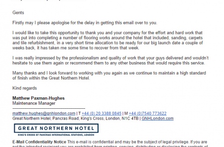 Great Northern Hotel Testimonial