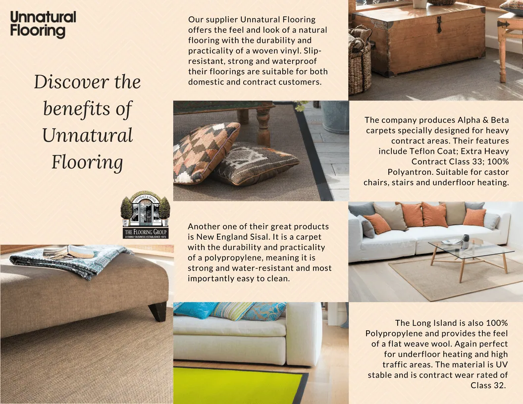 Unnatural Flooring
- Carpet
- Vinyl Flooring