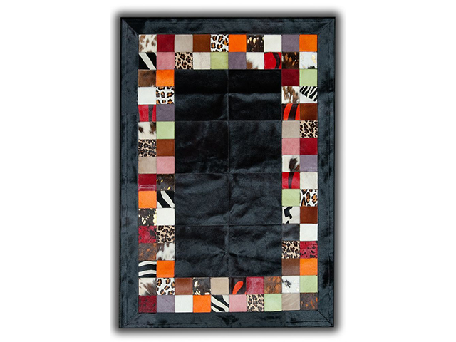 Barnscroft – Cowhide Mosaics-Bespoke Black Cowhide with Coloured Inner Border