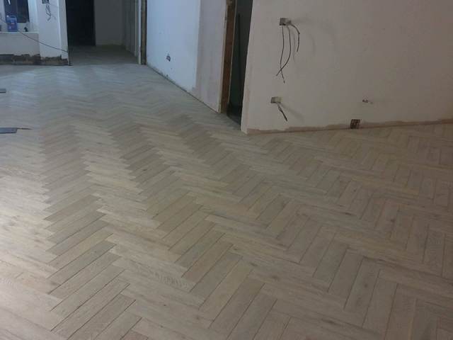 White Oak Herringbone Flooring Installation In Mayfair
