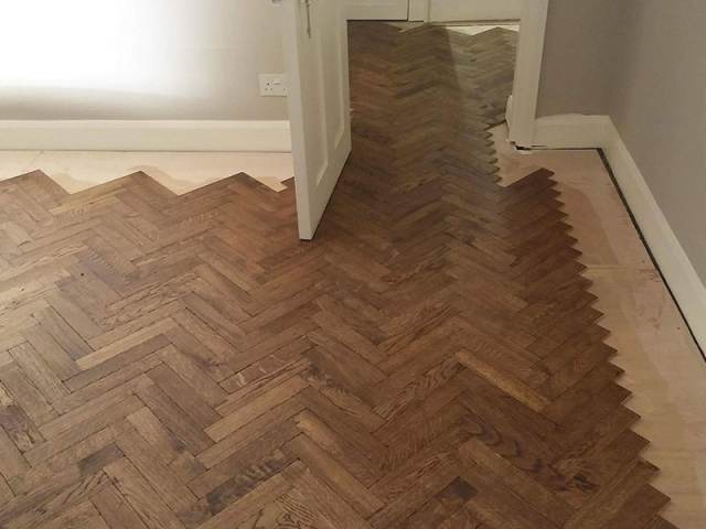 Herringbone Wood Flooring Installation In Southwark