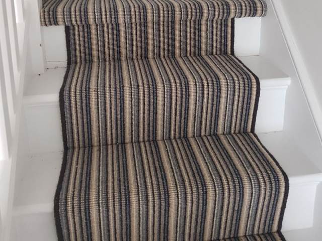 Striped Carpet Fitted To Stairs In Ealing