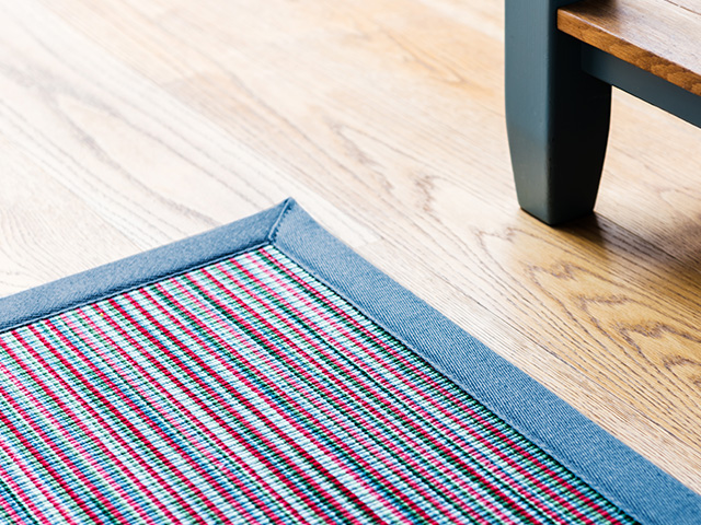 Fibre Flooring – Fibre Wool Longitude Antigua With Ocean Blue Linen Binding