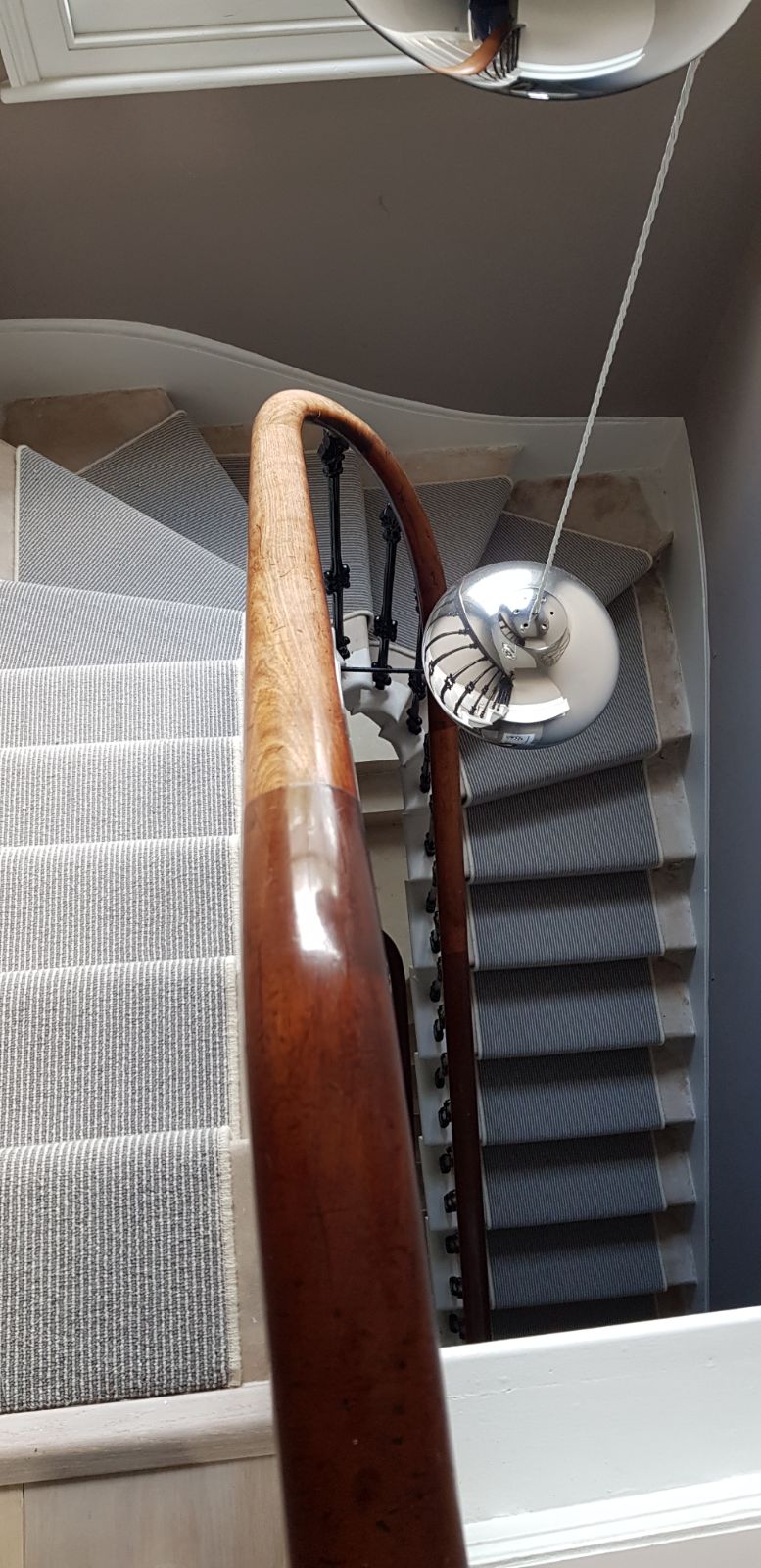 portfolio carpets GREY STRIPED CARPET WITH WHITE WHIPPING TO STAIRS (1)