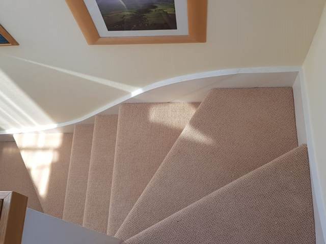 Beige Stair Carpet Installed In Earlsfield