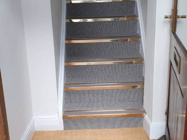 Grey Stair Carpet Installation In Newham