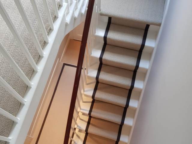 Sisal Herringbone Carpet Installed In Chiswick