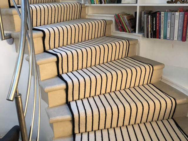 Black & White Striped Carpet Installed In Soho