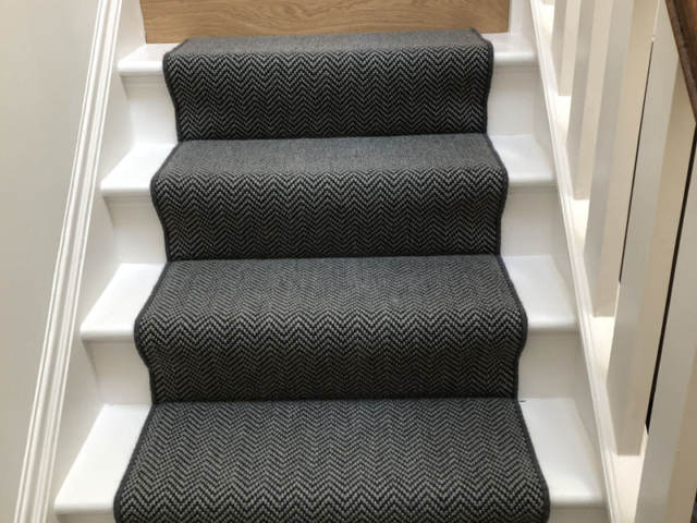 Dark Grey Sisal Herringbone Carpet Fitted In Holloway