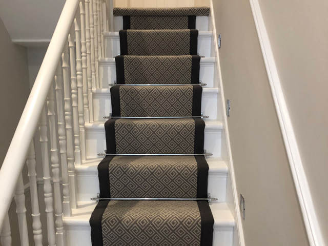 Black Border Stair Runner Installed in Chiswick