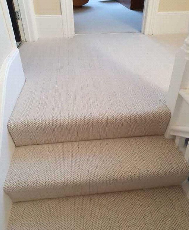 White herringbone carpet installed in Earls Court 4