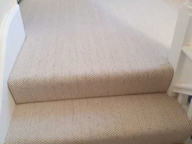 White Herringbone Carpet Installed in Earls Court