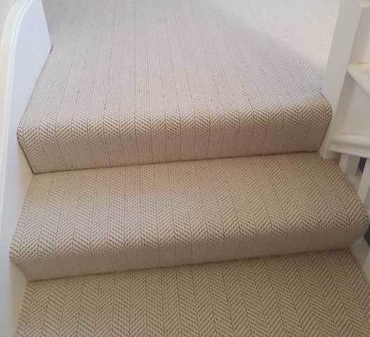 White Herringbone Carpet Installed in Earls Court, Home
