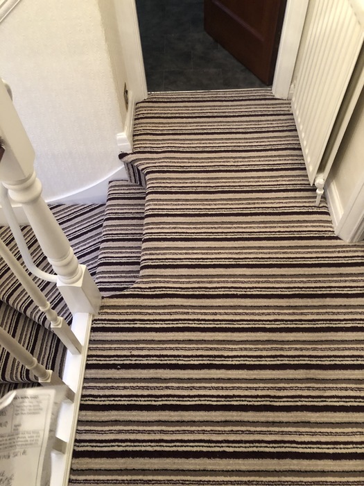 Stripy Carpet to Stairs Installed in Marylebone 5