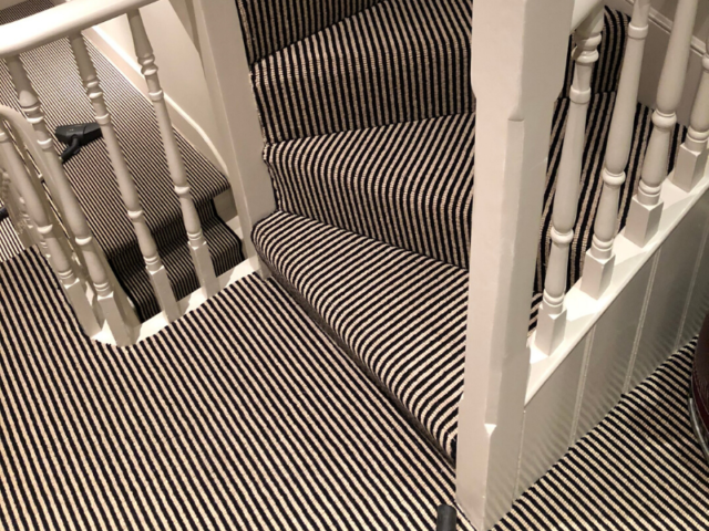 Hugh Mackay Carpets Deco Loop Two-Tone Magpie Black & White Stripe Carpet to Premises in Richmond
