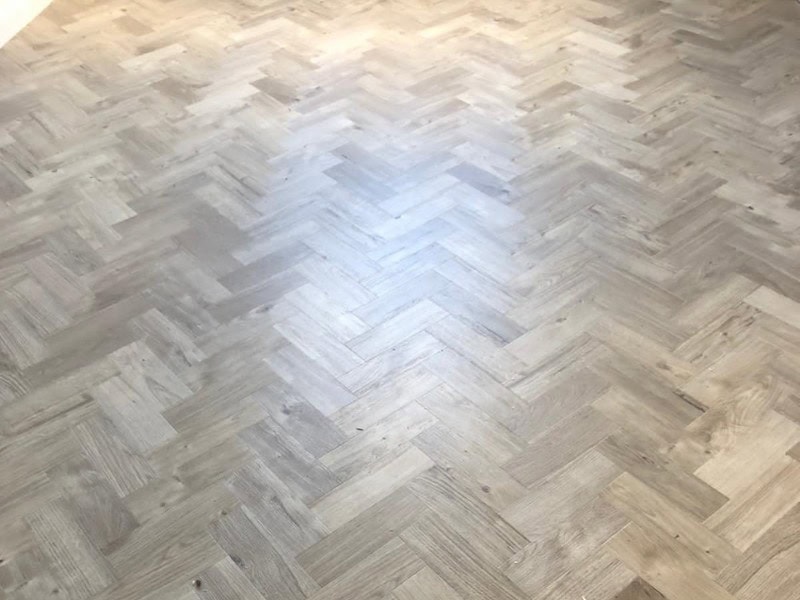 Amtico Spacia Sun Bleached Oak In A Parquet Design - Luxury Vinyl Tile (LVT) Flooring - Ealing - Home - Residential