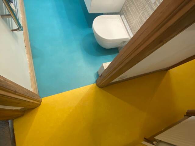Marmoleum Fresco Lemon Zest & Marmoleum Fresco Turquoise Linoleum Flooring In Acton