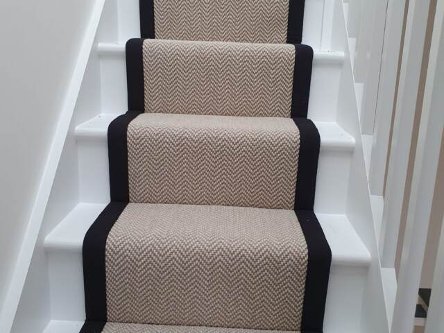 Fibre Carpets Flatweave Classic Herringbone Chalk Carpet In St John’s Wood