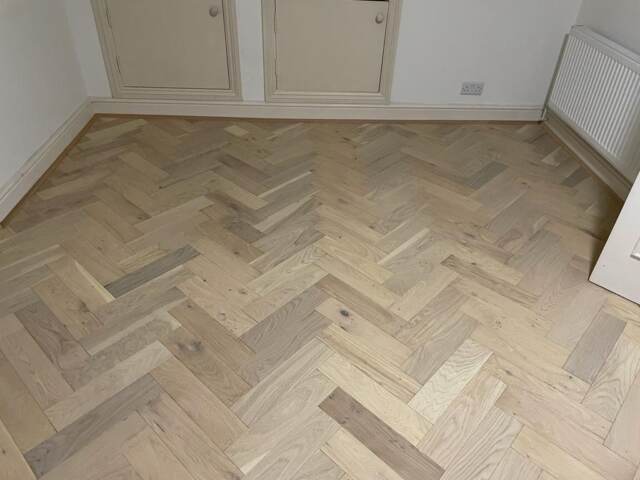 Furlong Flooring 14232 Scandic White Brushed & UV Oiled herringbone wood Flooring In Chelsea