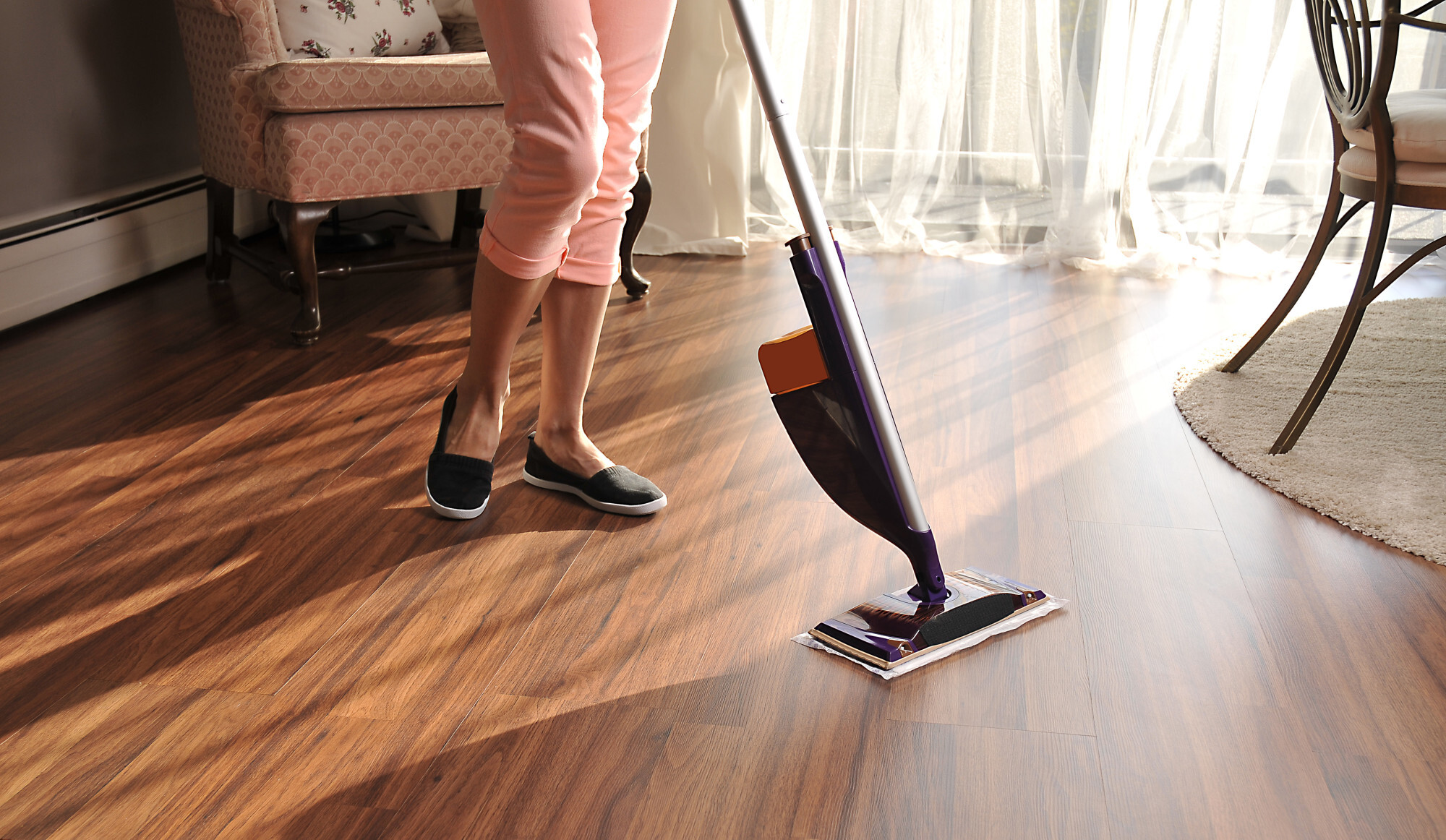 Woman cleaning floor