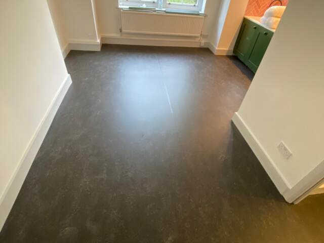 Marmoleum Dark Bistre Installation In Islington