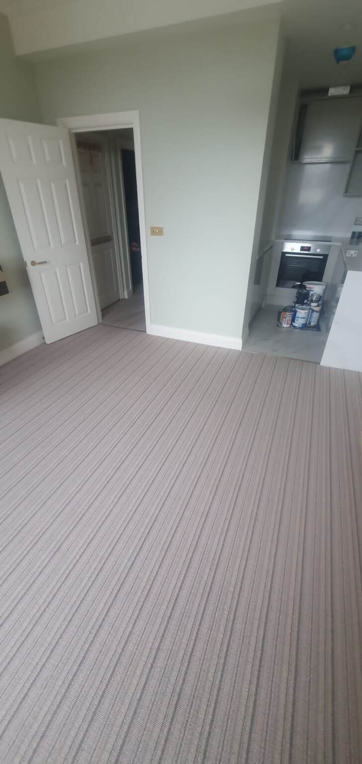 Hugh Mackay Carpets Deco Stripe Mayfair installation in Camden The Flooring Group