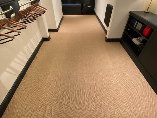 Unnatural Flooring New England Woodstock carpet installation in Marylebone