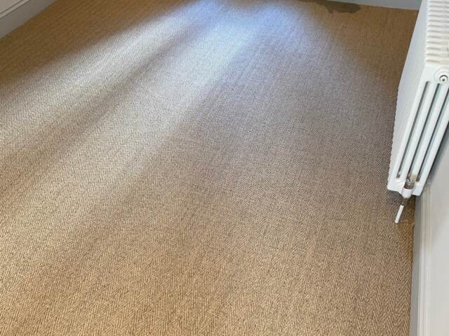 Kersaint Cobb Sisal Herringbone HER121 Wheat carpet installation in Barnes