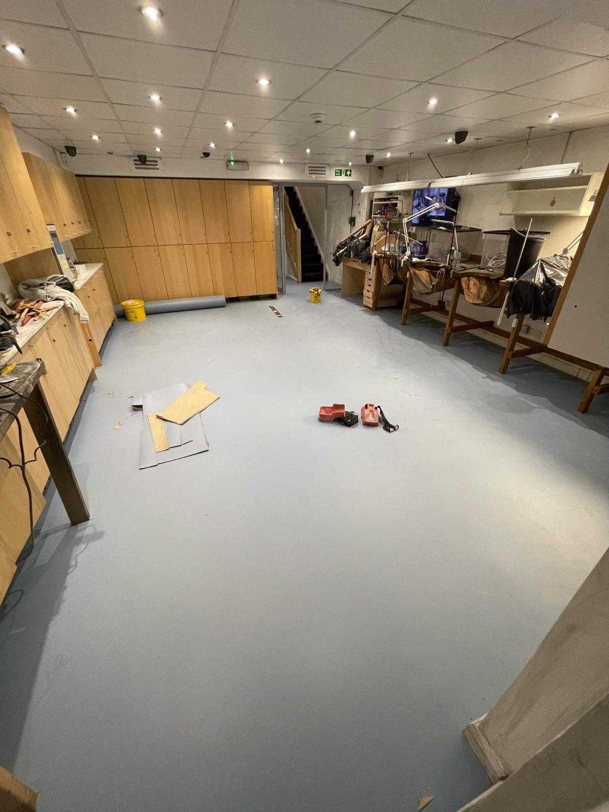 Marmoleum Walton Vintage Blue installation in Chelsea-1