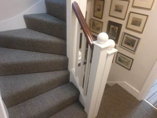 Hugh Mackay Carpets Deco Stripe Belgravia installation in Hammersmith