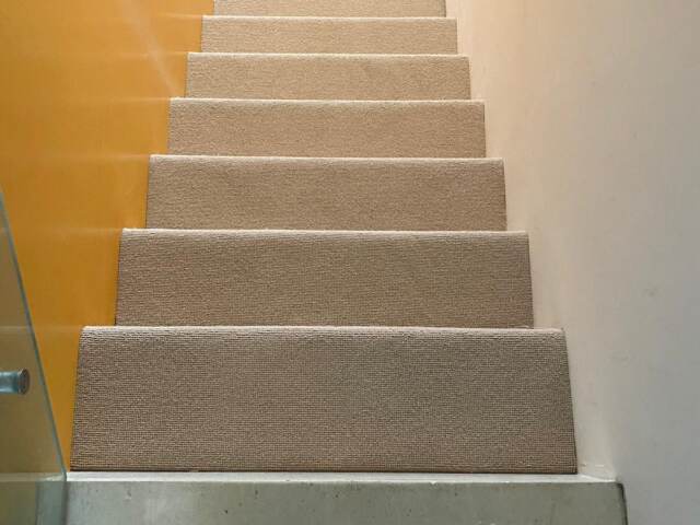 Hugh Mackay Carpets Deco Plains Biscuit installation in Belgravia