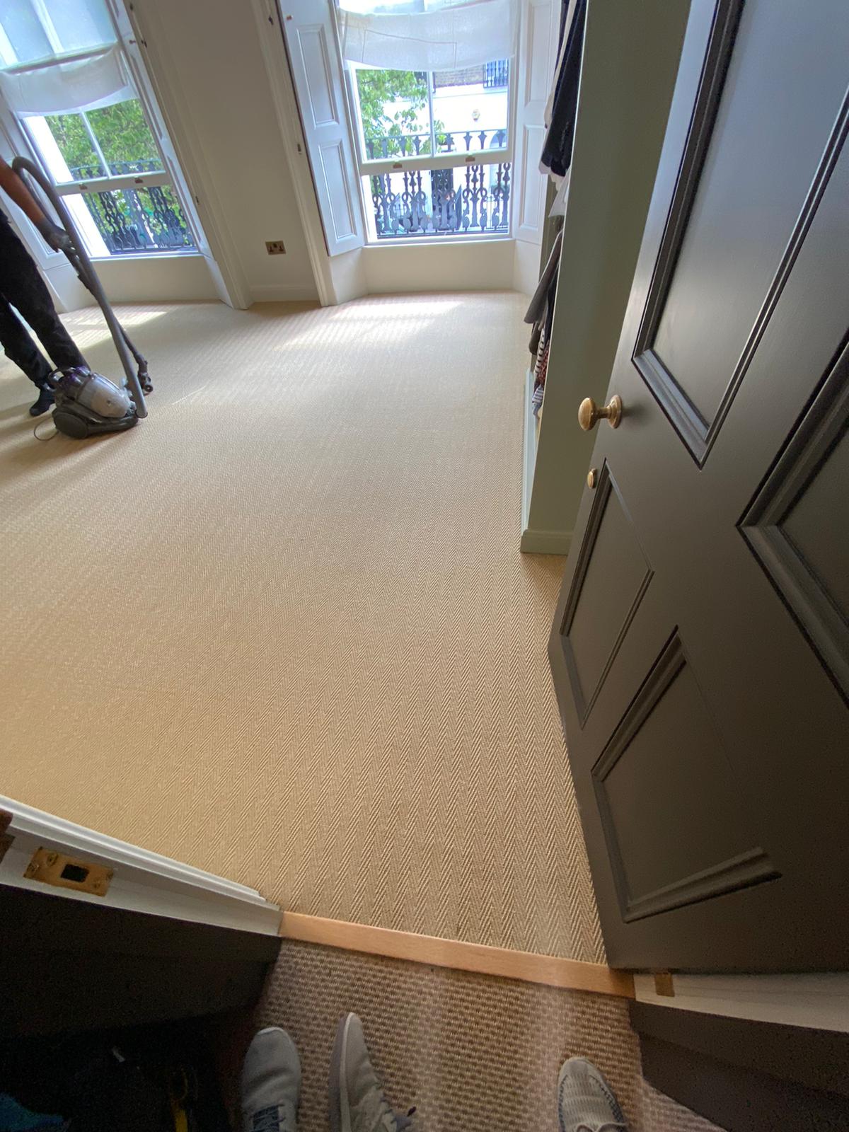 Crucial Trading Harmony Herringbone Light Caramel carpet installation in Camden-1
