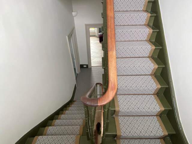 Rols Wool Carpets Diana Greek Key Heavy Metal installation in Hampstead