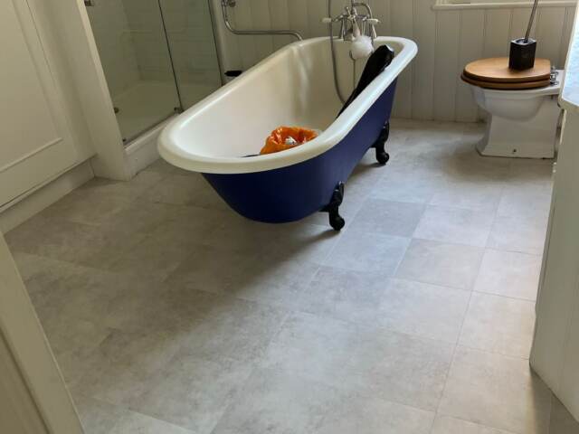 Amtico Spacia Stanton Stone installation in Kilburn