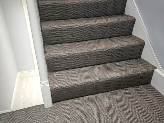 Fibre Carpets Sisal Havannah Titanium installation in Canary Wharf