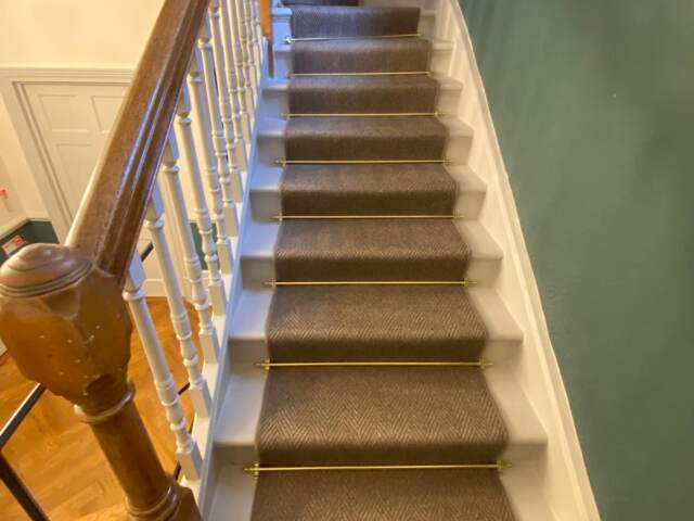 Rols Carpets Maya Wave Licorice installation in Southwark