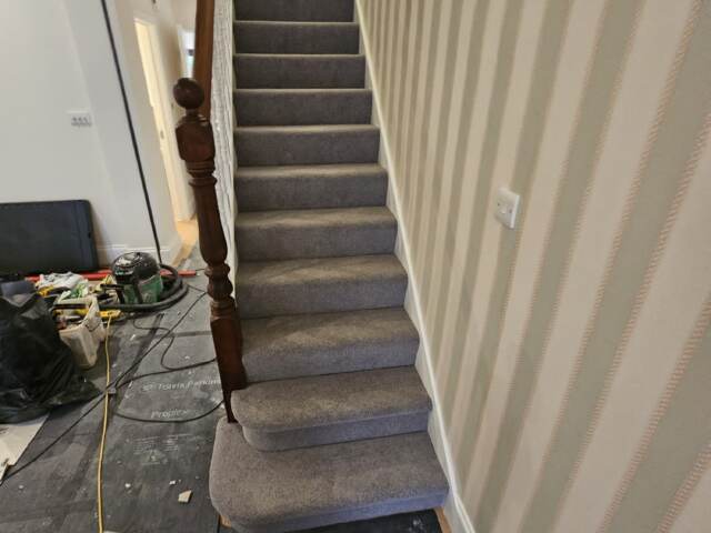 Hugh Mackay Carpets Durham Twist Silver Satin installation in Belgravia