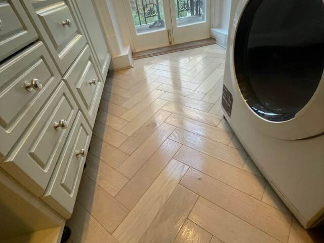 Furlong Flooring Herringbone Scandic White 14232 wood flooring installation in Acton