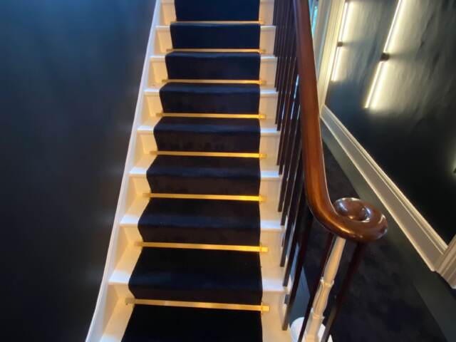 Westex Flooring Silken Velvet Liquorice carpet (with rods) installation in Chelsea