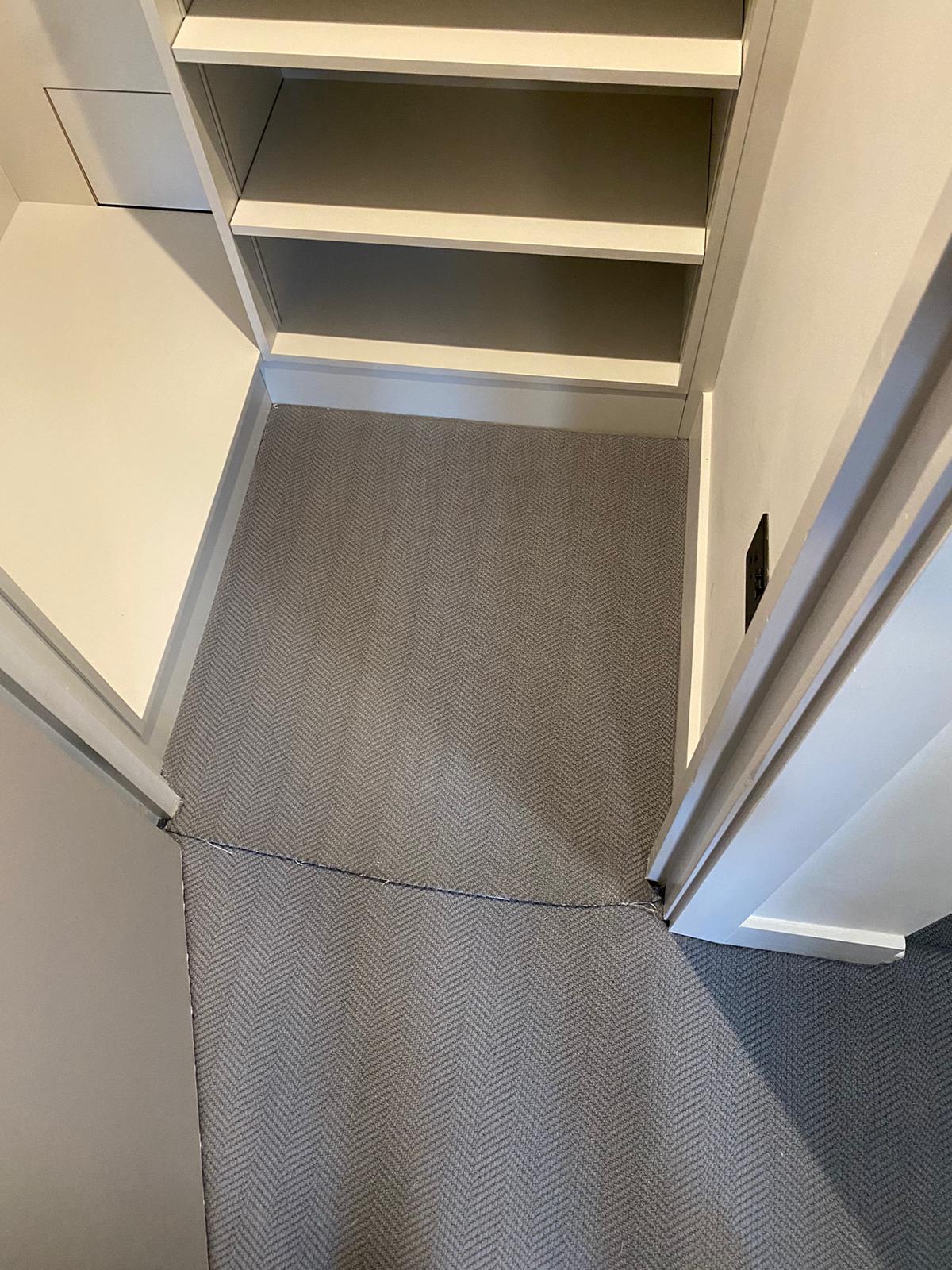 Kersaint Cobb Wool Cascade Steel Armour carpet installation in Clapham-1