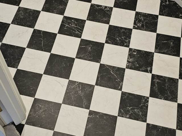 Amtico Signature Bianca Classic Marble & Nero Classic Marble installation in Lambeth