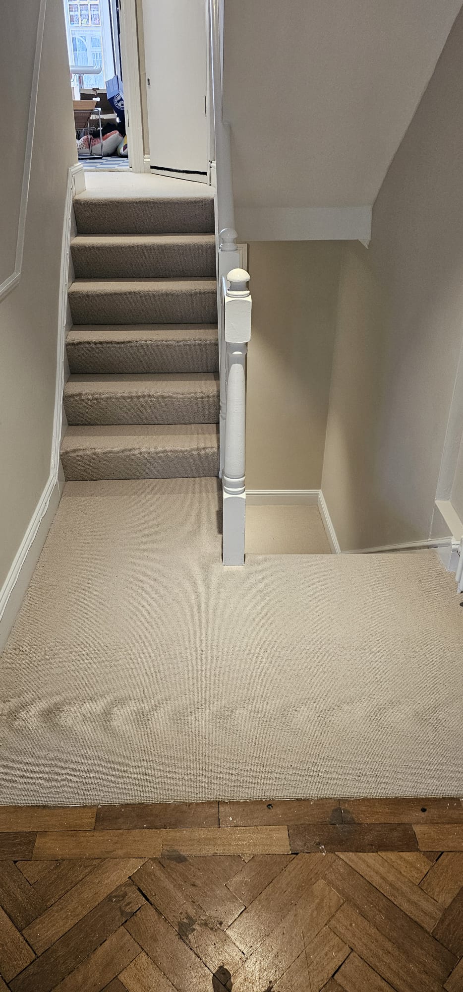 Clarendon Carpets Belsize Park Buttermilk installation in Acton-0