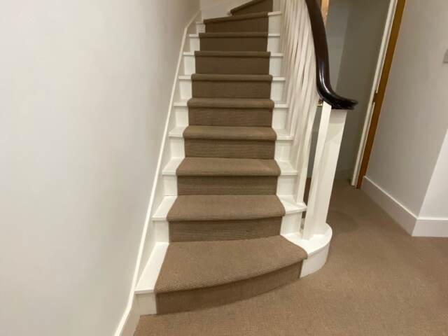 Fibre Carpets Sisal Easycare Boucle Cotswold installation in Canary Wharf