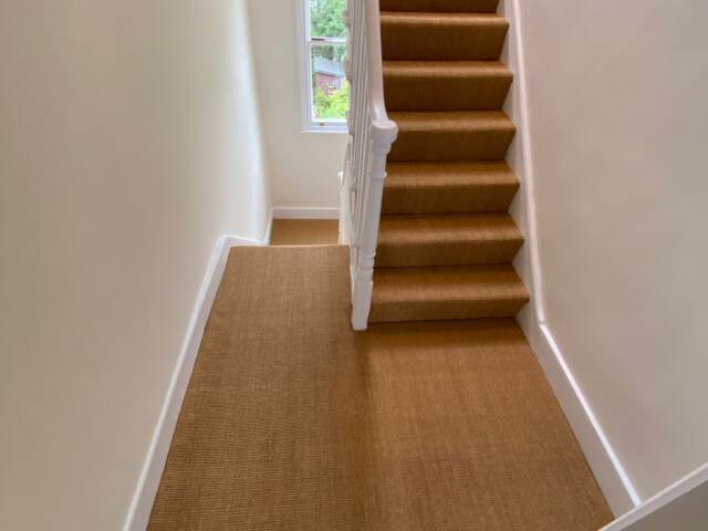 Kersaint Cobb Sisal Mini Boucle Amber carpet installation in Hammersmith