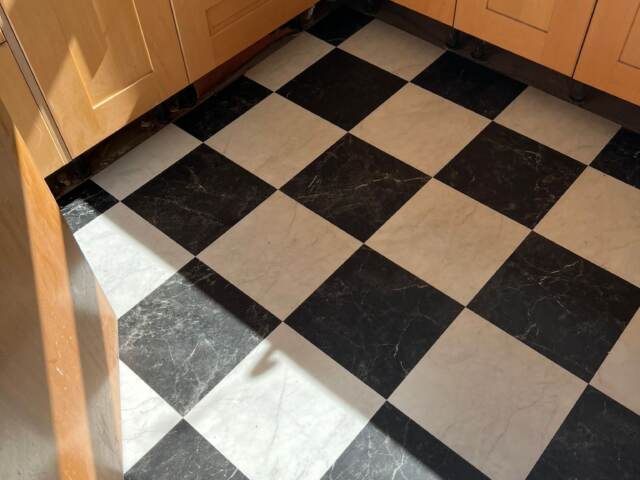 Amtico Signature Bianca Classic Marble & Nero Marble installation in Kensington