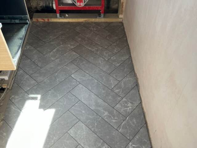 Amtico Signature Grigio Classic Marble installation in Earls Court