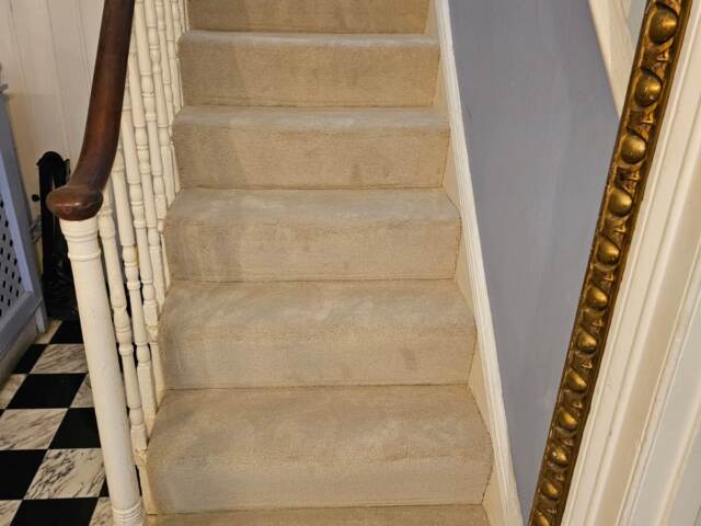 Causeway Carpets Fine Velvet Morning Mist installation in Chelsea