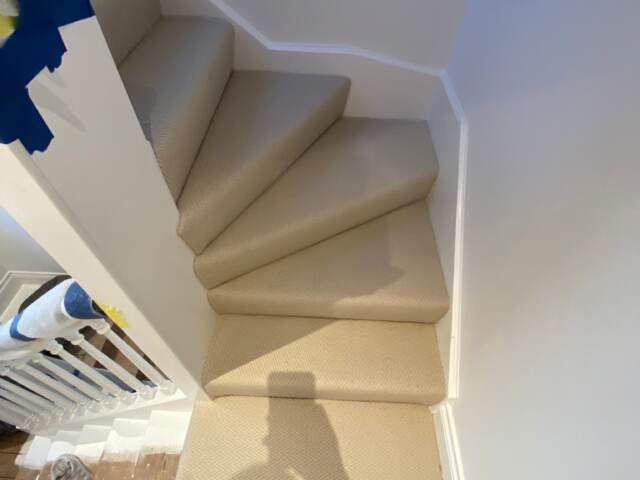 Fibre Carpets Wool Herringfine Fleece installation in Chiswick